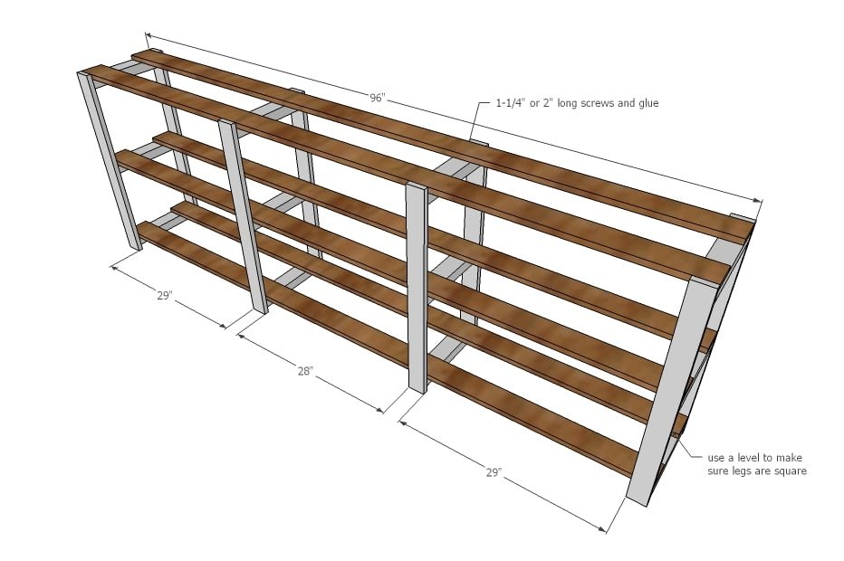 Wood Slat Low Shelving Unit — step 2