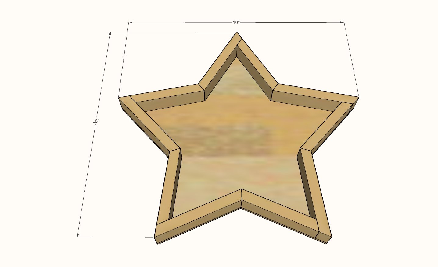 Wood Star Serving Tray or Wall Decor dimension diagram 1