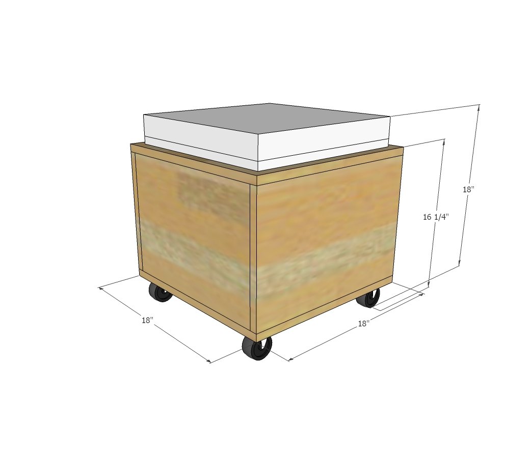Wood Storage Stools dimension diagram 1
