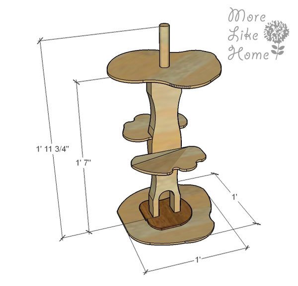 Wooden Animal Treehouse by More Like Home dimension diagram 1