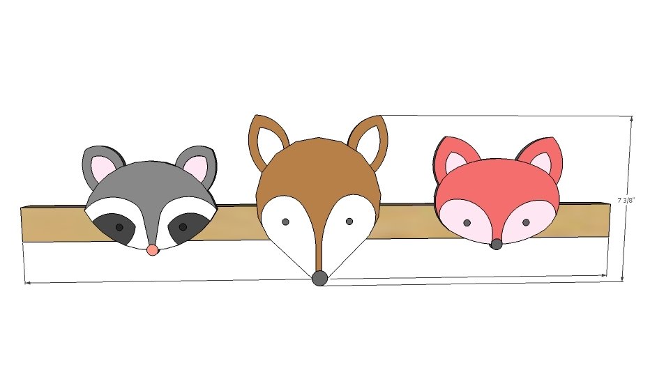 Woodland Animal Hook dimension diagram 1