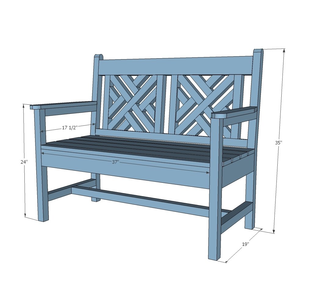 Woven Back Bench dimension diagram 1