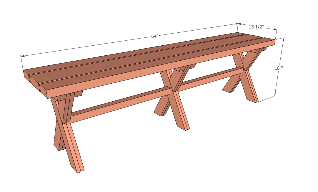 X Bench (Works with X Outdoor Table) dimension diagram 1