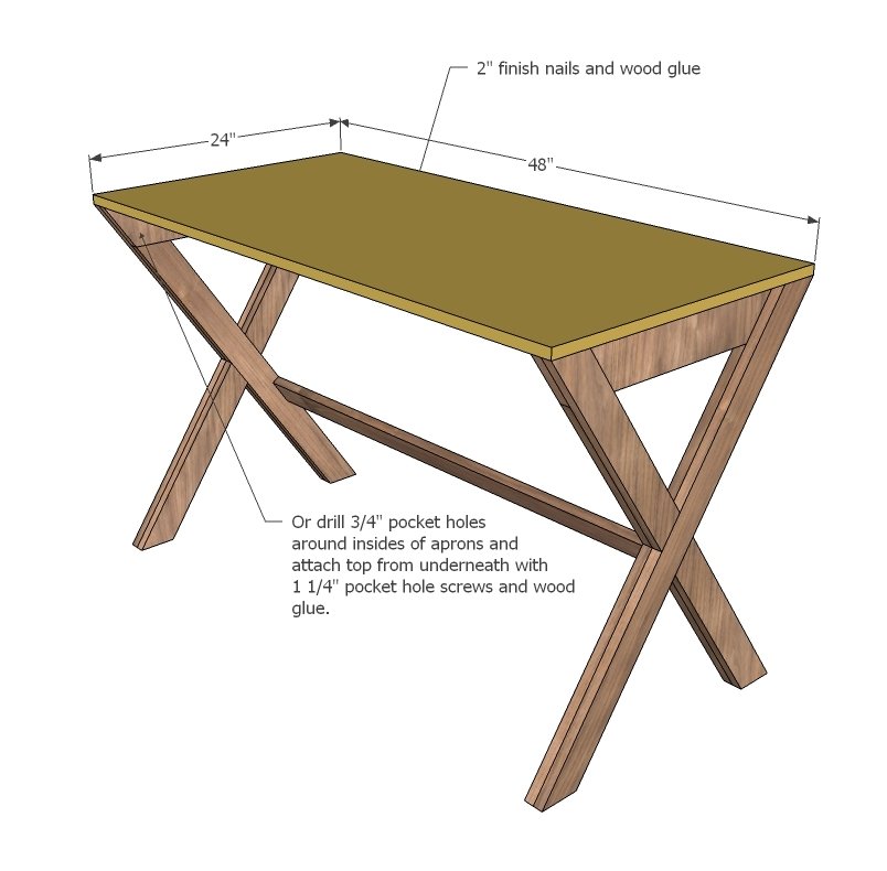 X Desk With Drawer — step 9