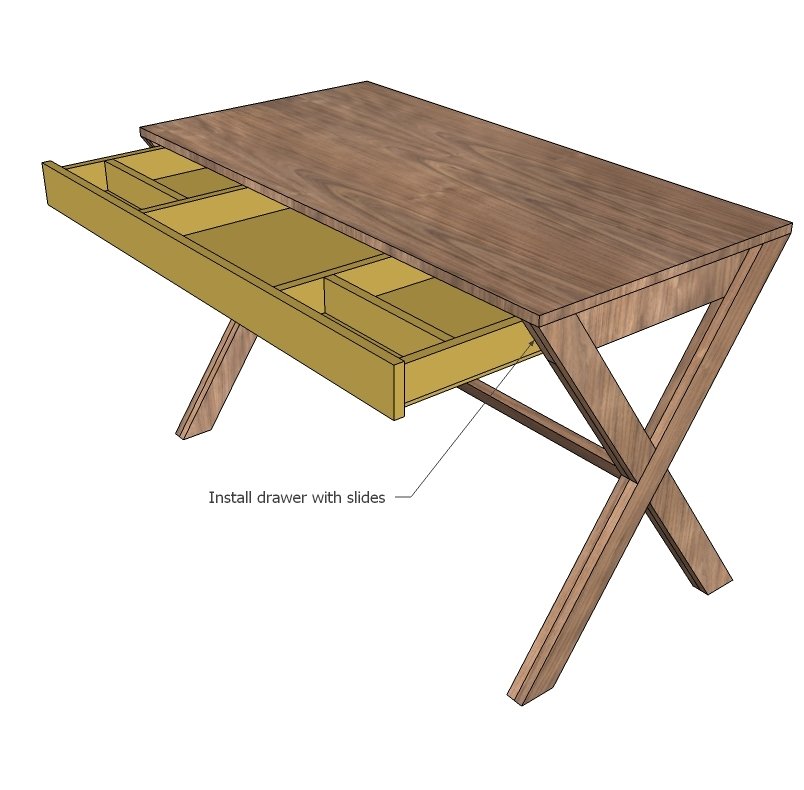 X Desk With Drawer — step 11